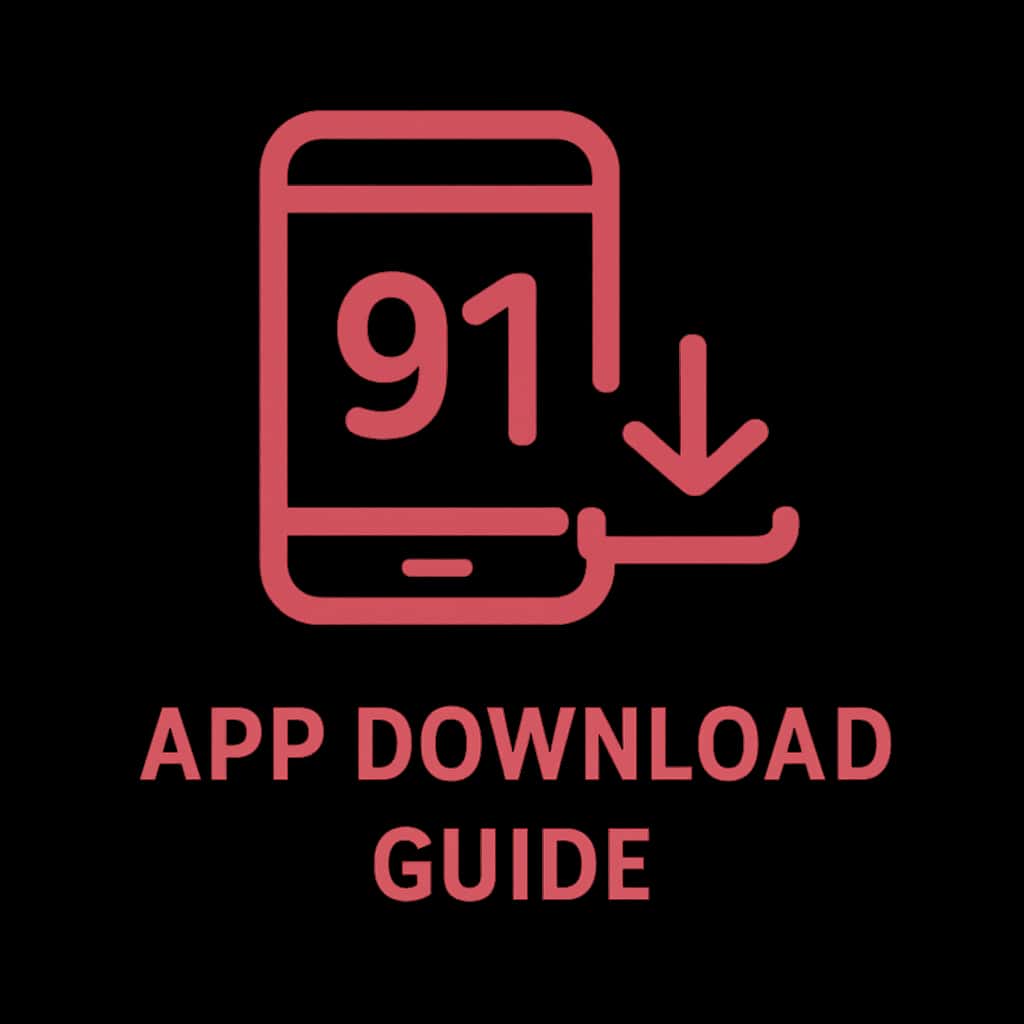 A simple badge design illustrating the 91 Lottery app download guide.