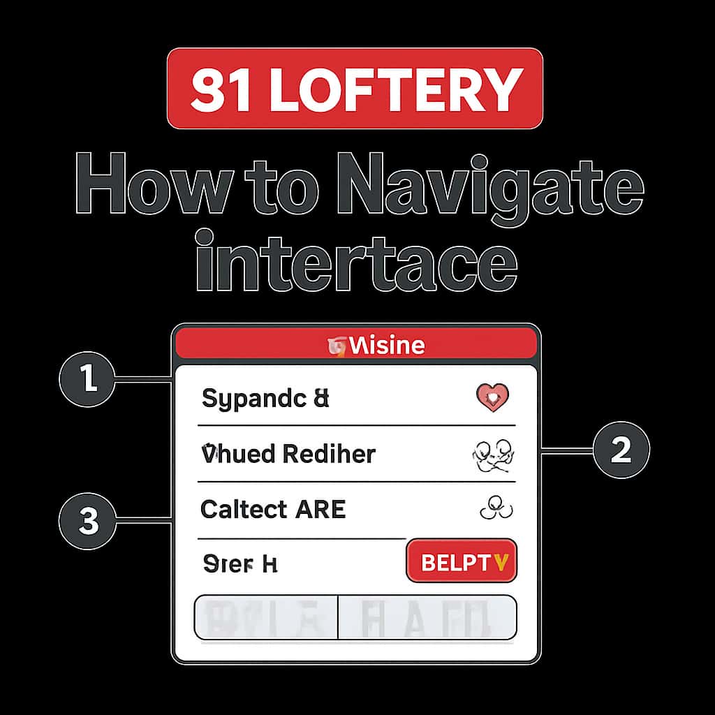 Illustration detailing navigation of the 91 Lottery interface.