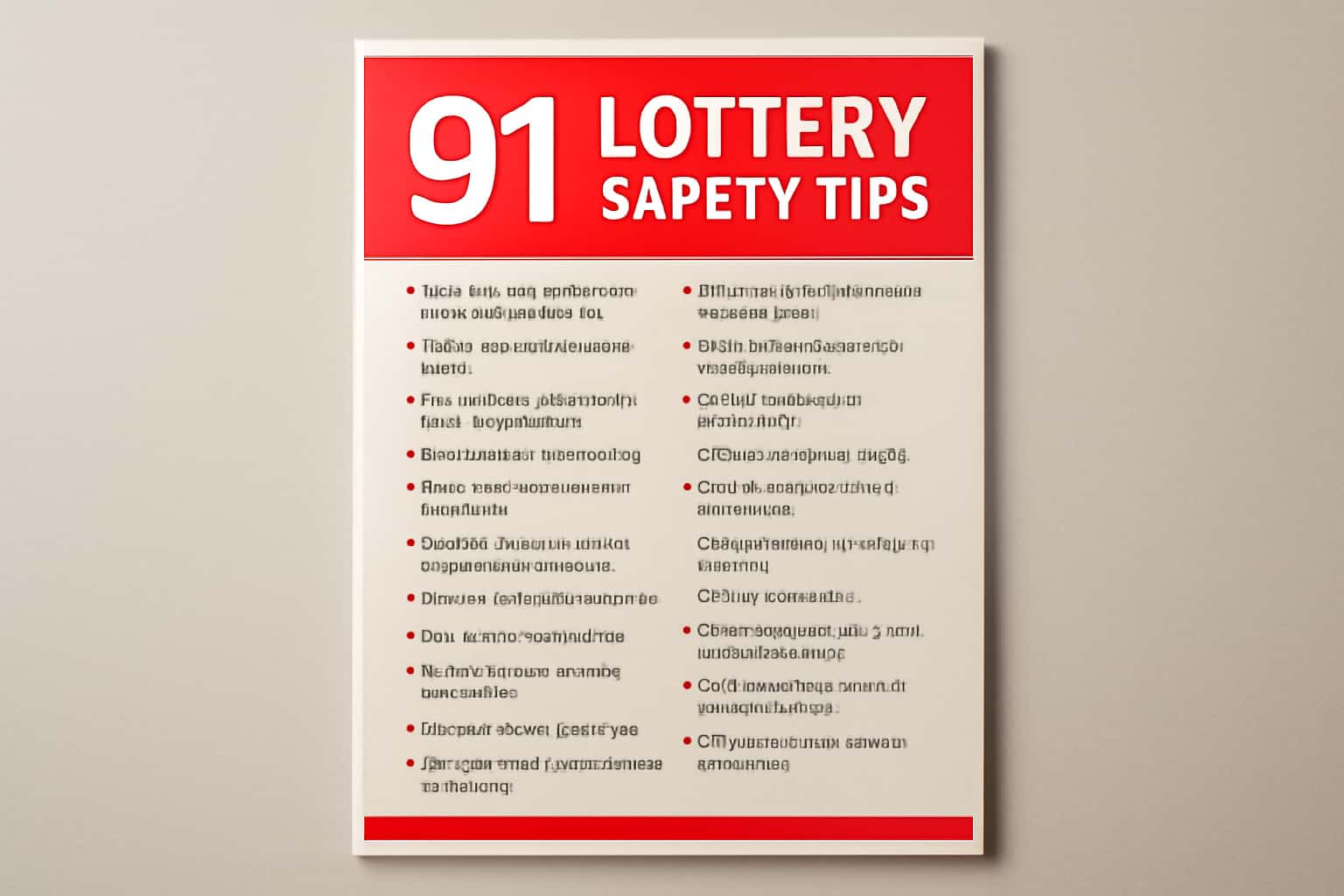 Illustration of tips for safety and security on 91 Lottery.