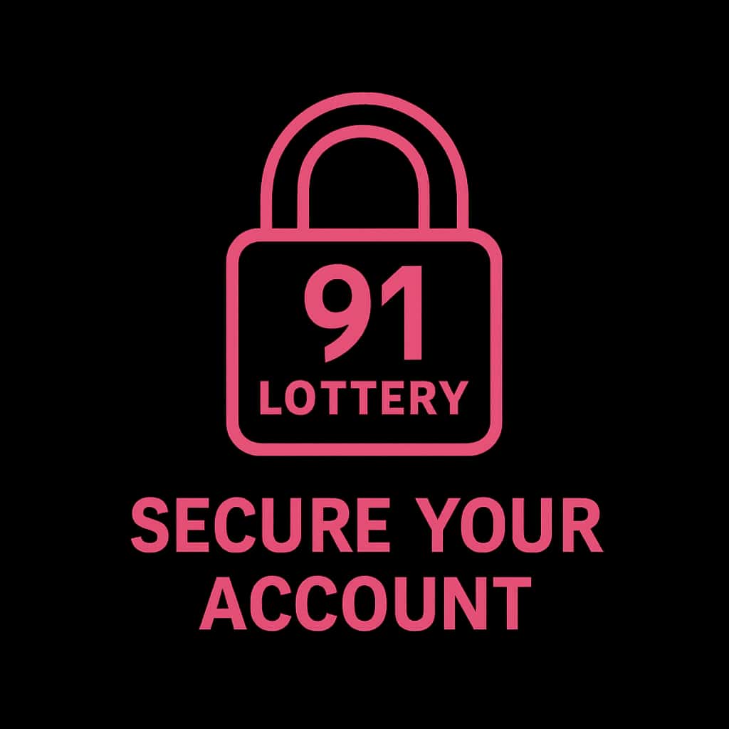 An icon symbolizing account security with the text 91 Lottery.